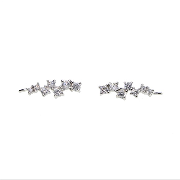 925 rhinestone cz Ear climber cluster earrings - Picture 2 of 5